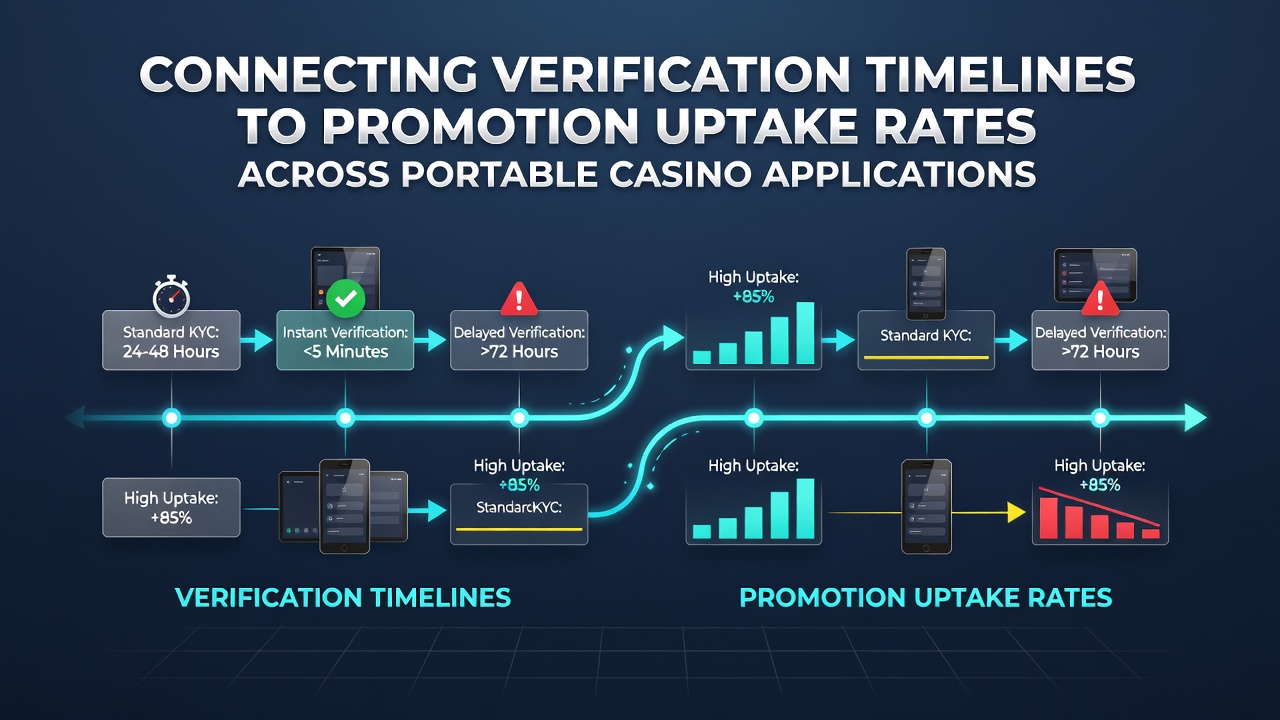 Mobile casino app interface showing verification progress and active promotions side by side