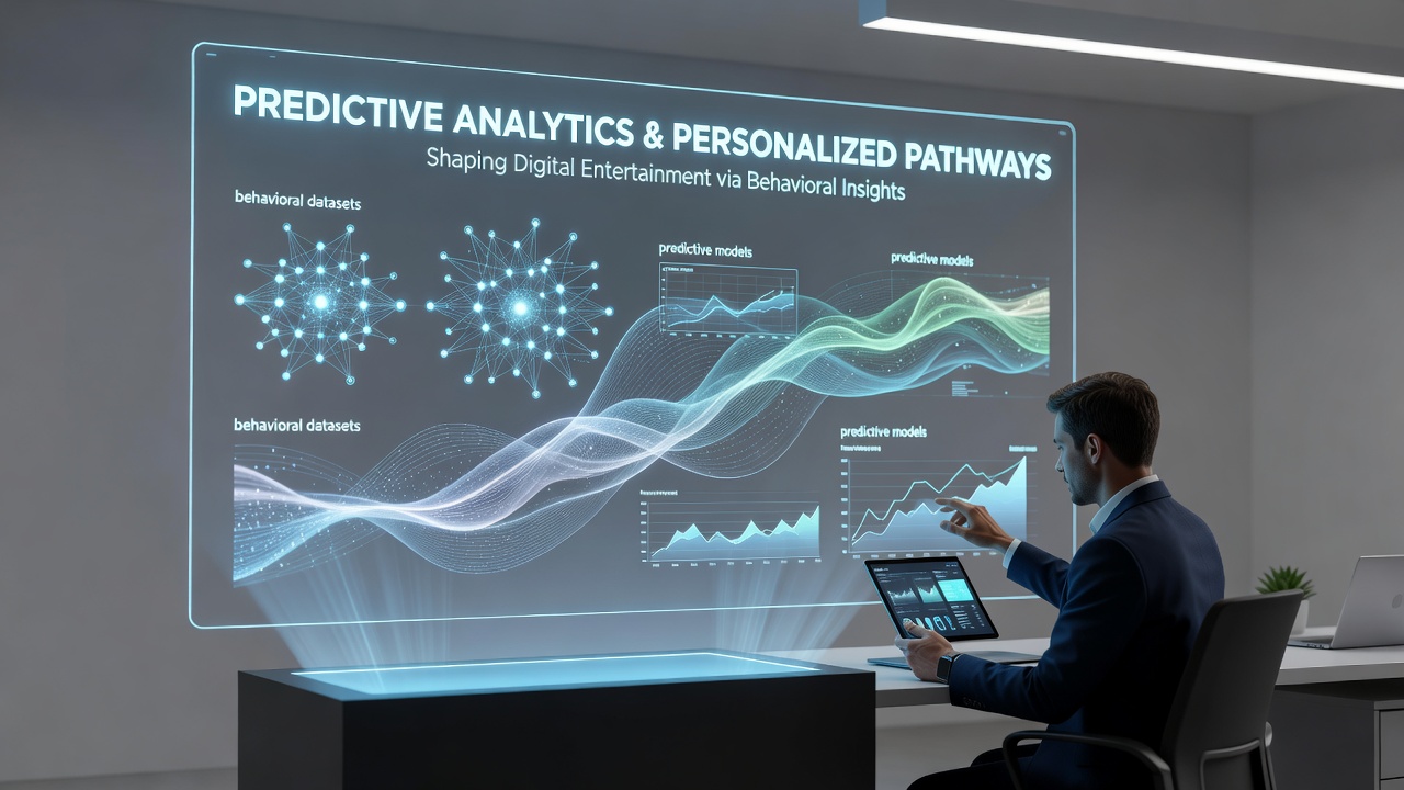 Predictive analytics dashboard displaying user behavior patterns on a digital entertainment platform interface
