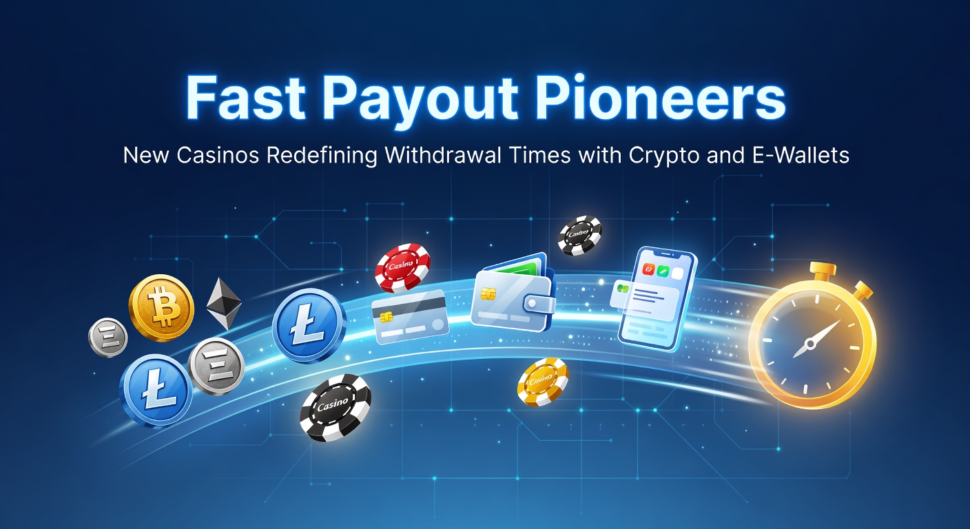 Digital graphic showing lightning-fast crypto transactions and e-wallet icons speeding through a casino payout pipeline