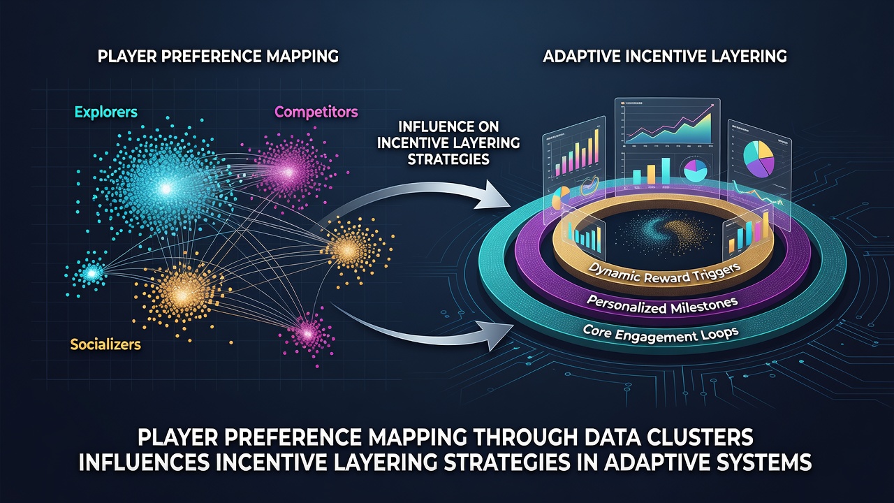Adaptive system dashboard displaying layered incentives aligned to player data clusters in real time