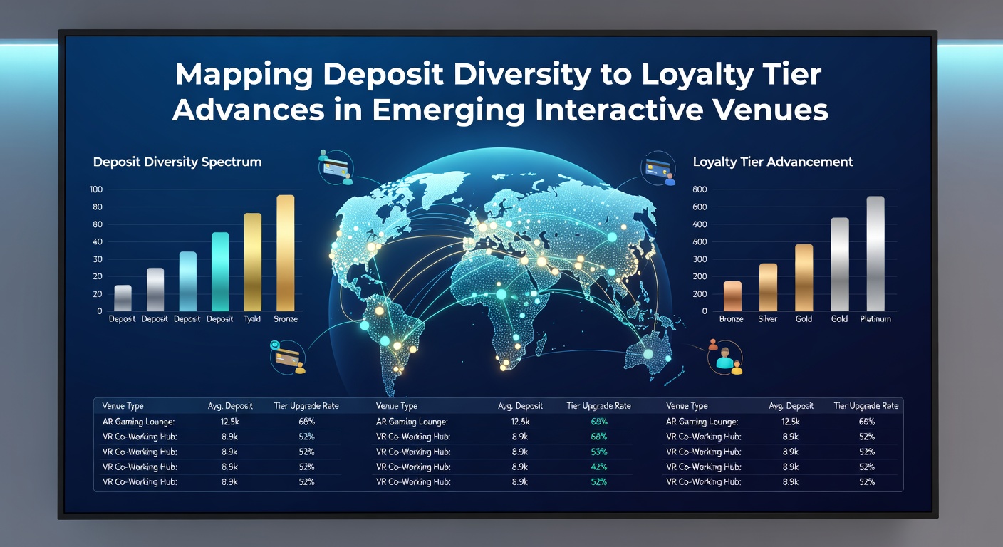 Data visualization mapping deposit method usage against loyalty tier advancement timelines in interactive platforms