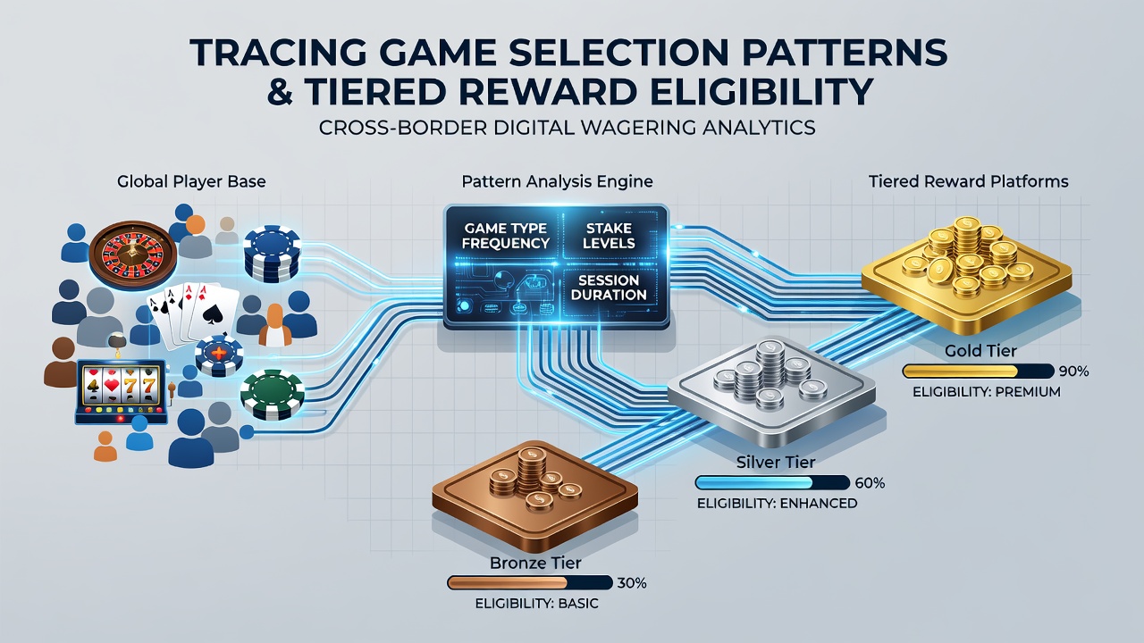 Data visualization of game selection patterns influencing reward tier progression across borders